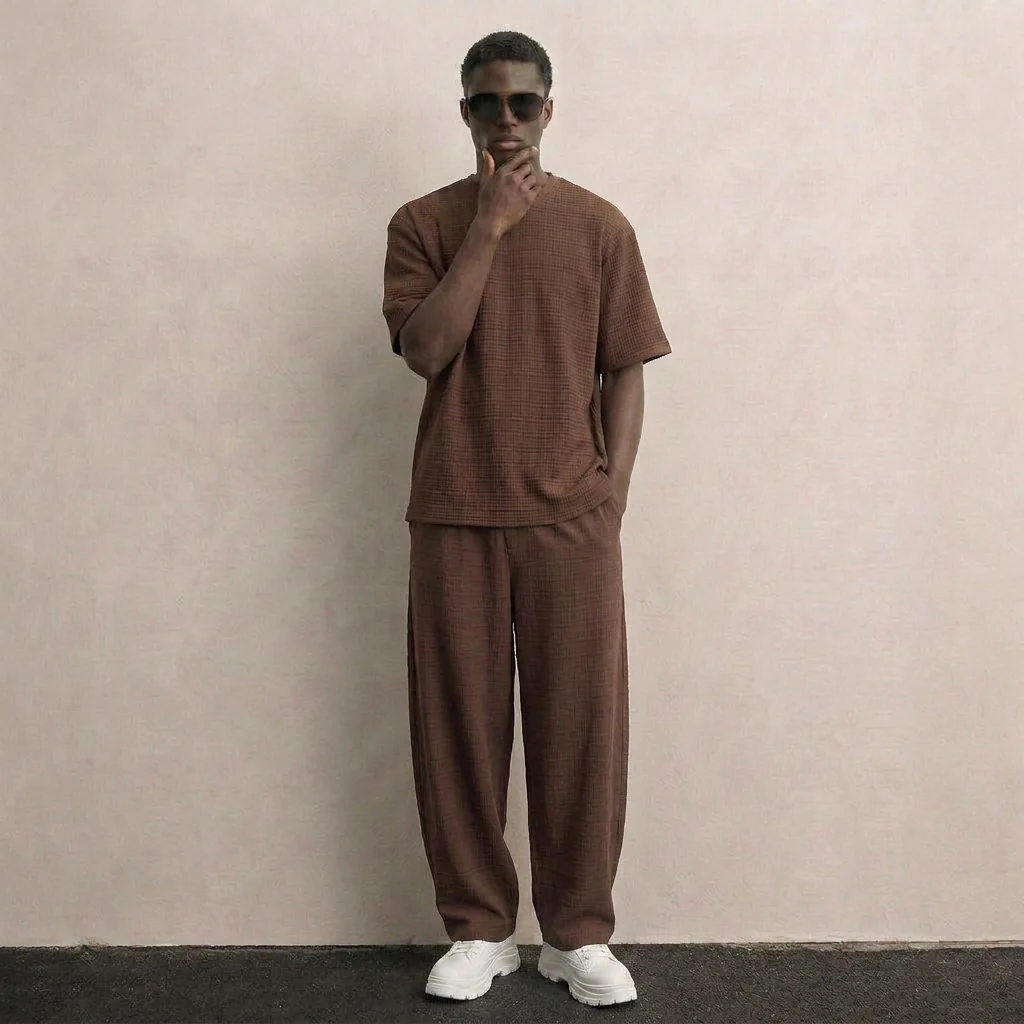 Waffle Trousers - Oxblood Brown - Image 3
